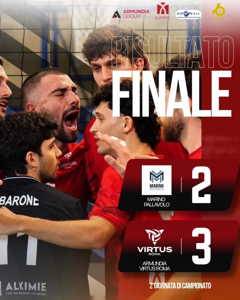 Vittoria per 3-2 al tie-break dell'Armundia Virtus Roma in trasferta contro Marino Pallavolo
